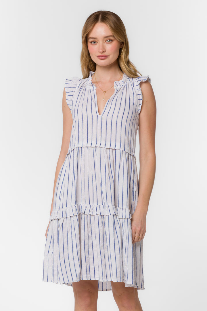 Candra Blue White Stripe Dress - Dresses - Velvet Heart Clothing