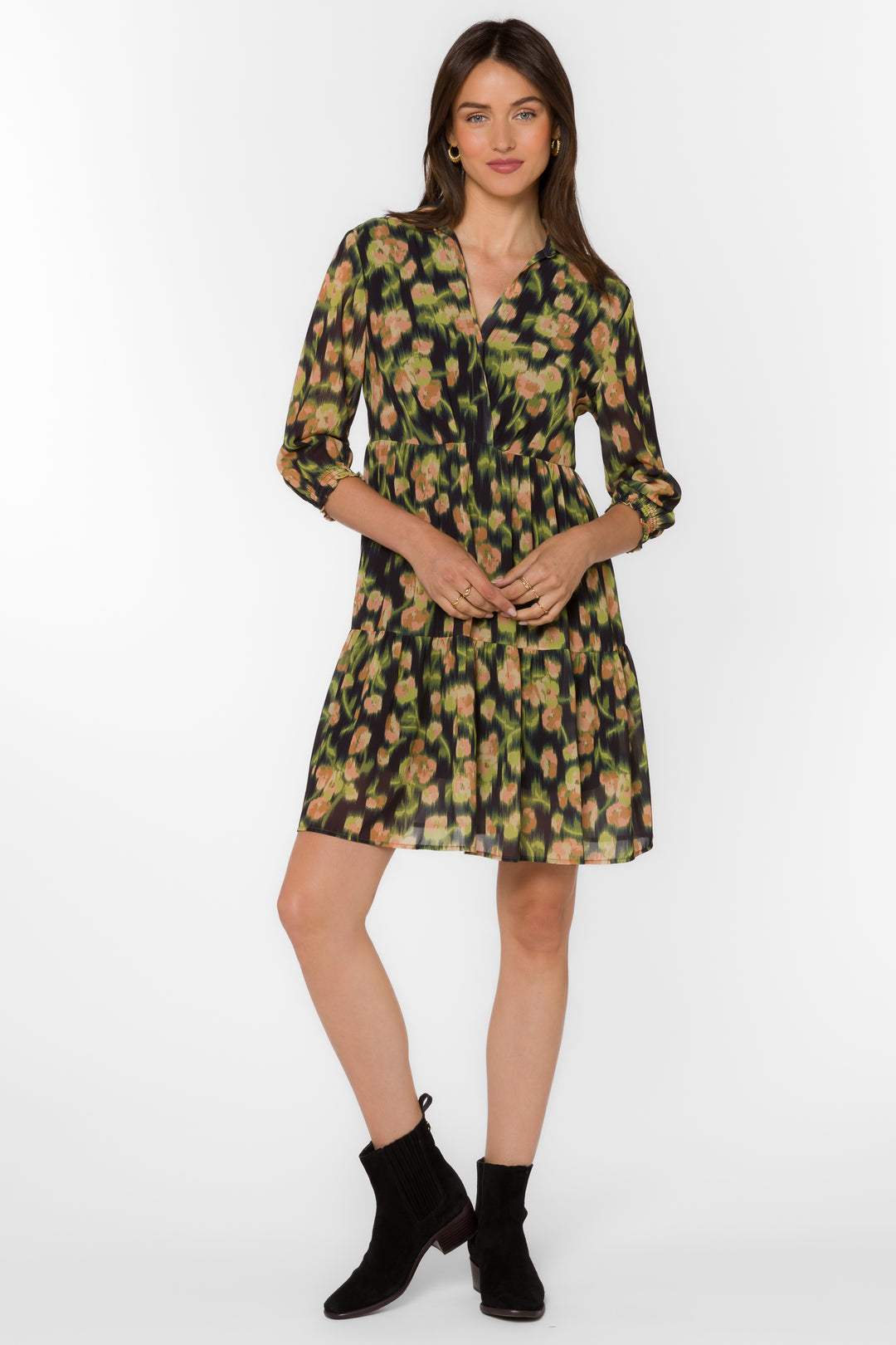 Cardea Blurred Floral Dress - Dresses - Velvet Heart Clothing