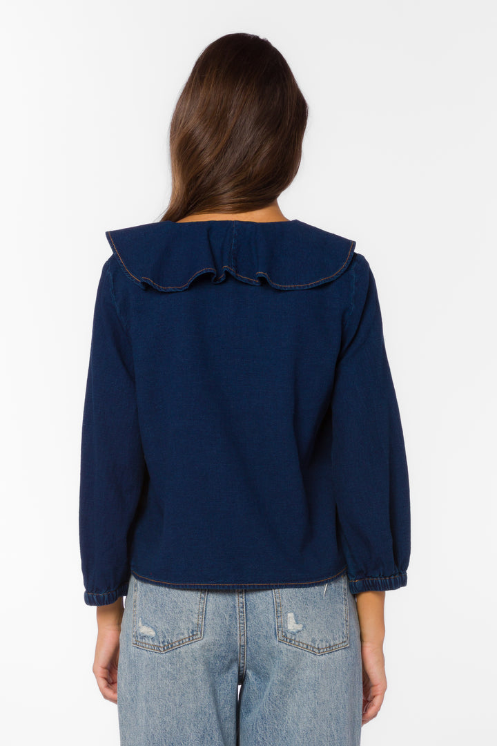 Castania Dark Blue Blouse - Tops - Velvet Heart Clothing