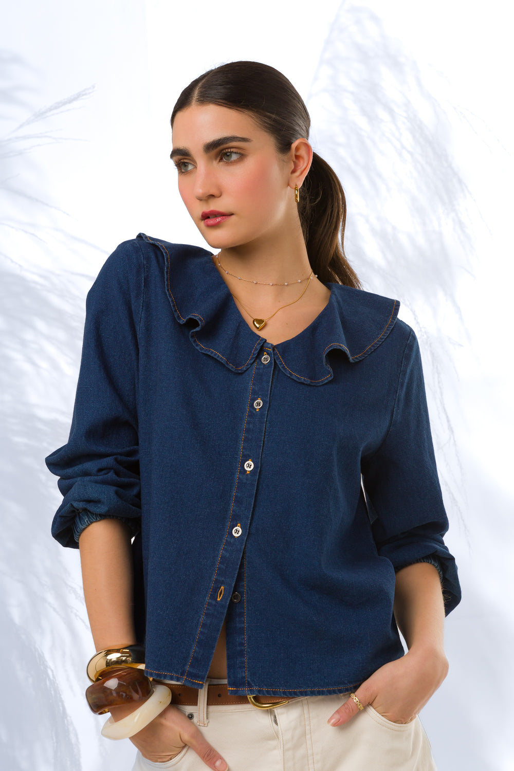 Castania Dark Blue Blouse - Tops - Velvet Heart Clothing