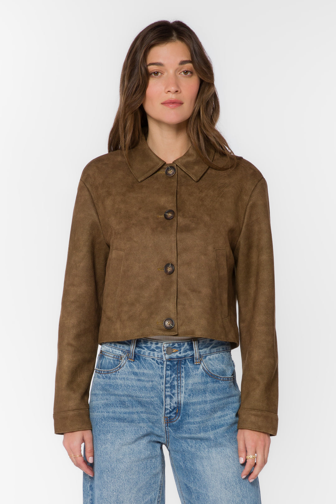 Castel Brown Suede Cropped Jacket