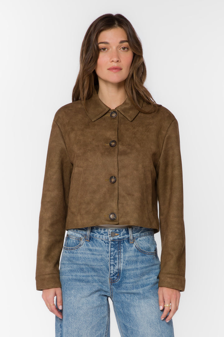 Castel Brown Suede Cropped Jacket