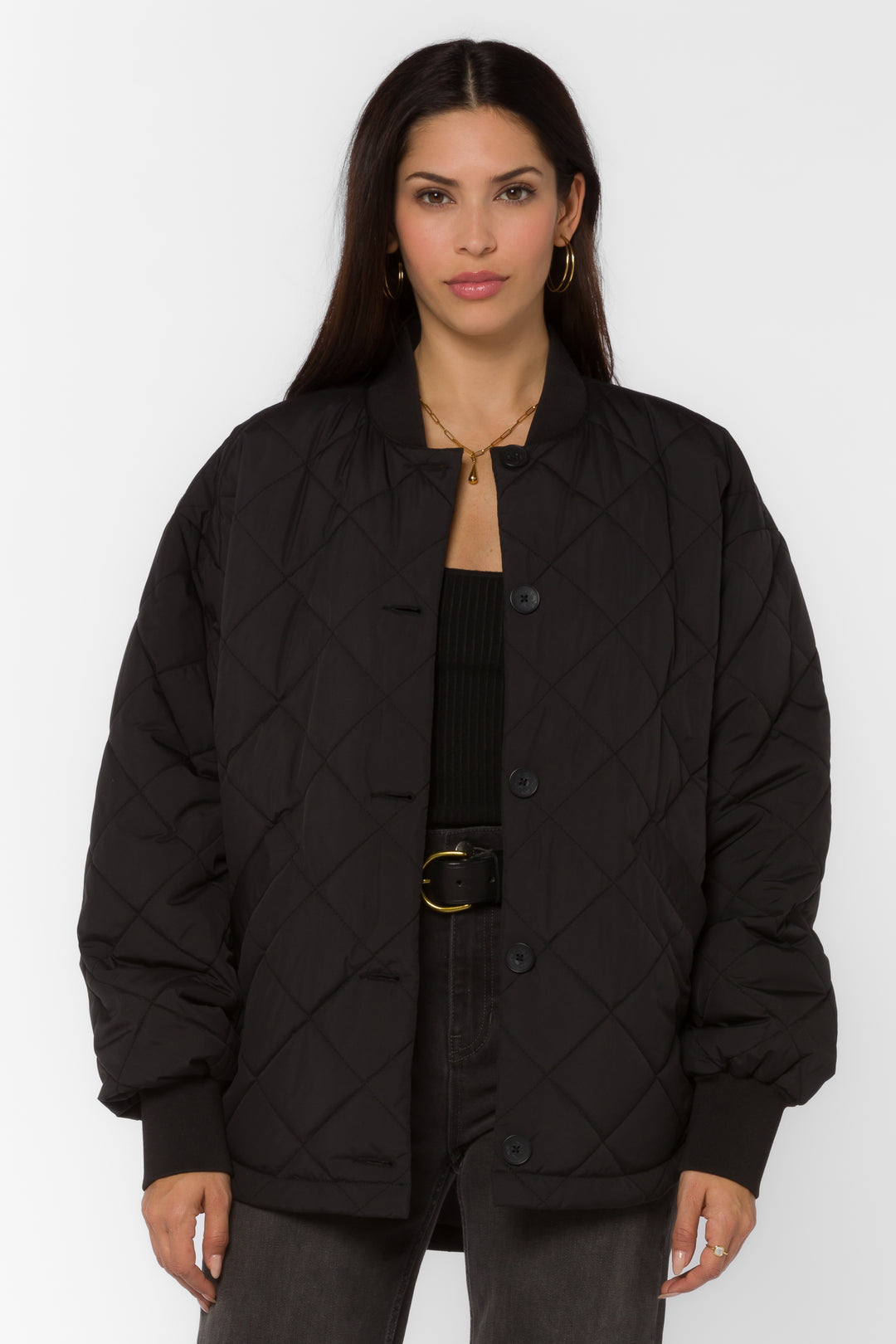 Celeste Black Quilted Jacket - Jackets & Outerwear - Velvet Heart Clothing