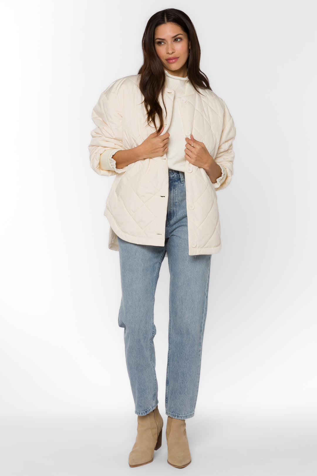 Celeste Ivory Quilted Jacket - Jackets & Outerwear - Velvet Heart Clothing