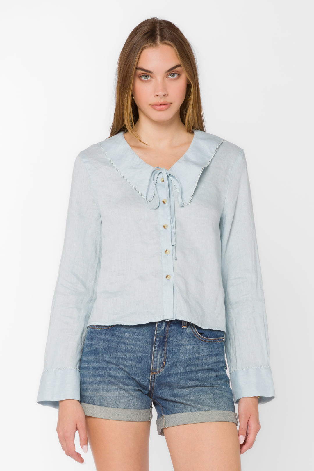 Chelina Blue Shirt - Tops - Velvet Heart Clothing