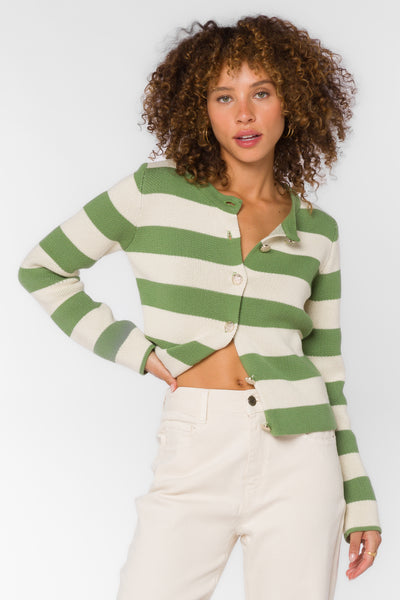 Chrissy Green Ivory Stripe Cardigan - Sweaters - Velvet Heart Clothing