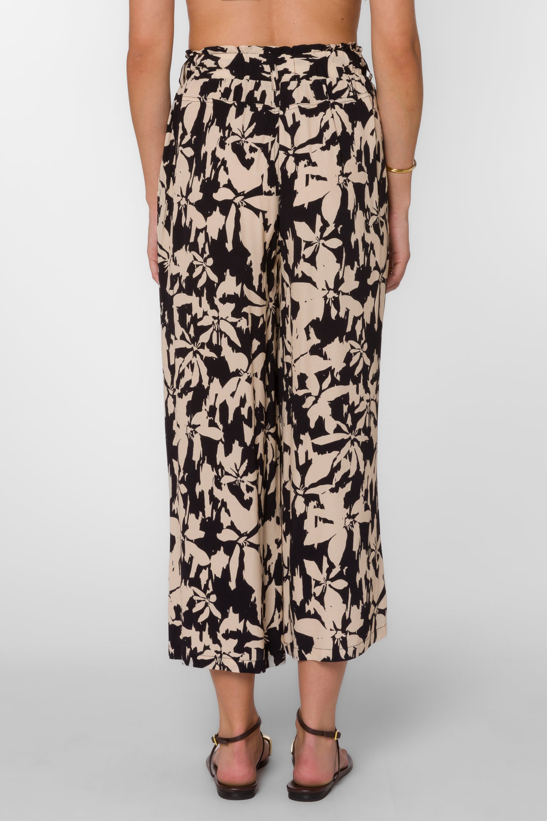 Claudette Black Cream Floral Pants - Bottoms - Velvet Heart Clothing