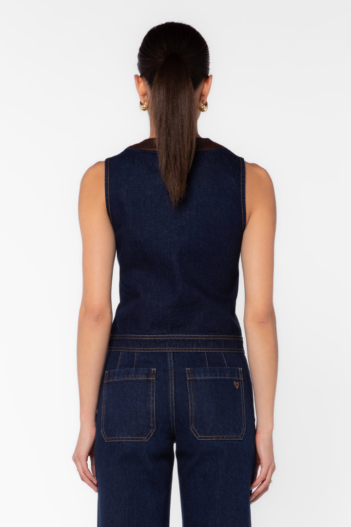Cleo Dark Blue Denim Vest