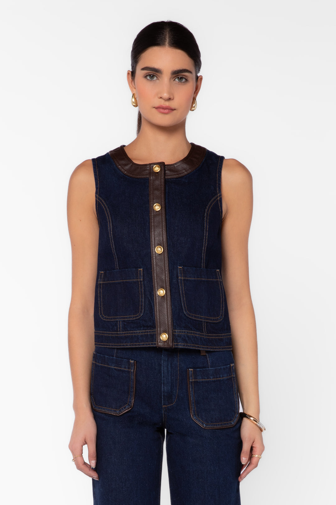 Cleo Dark Blue Denim Vest
