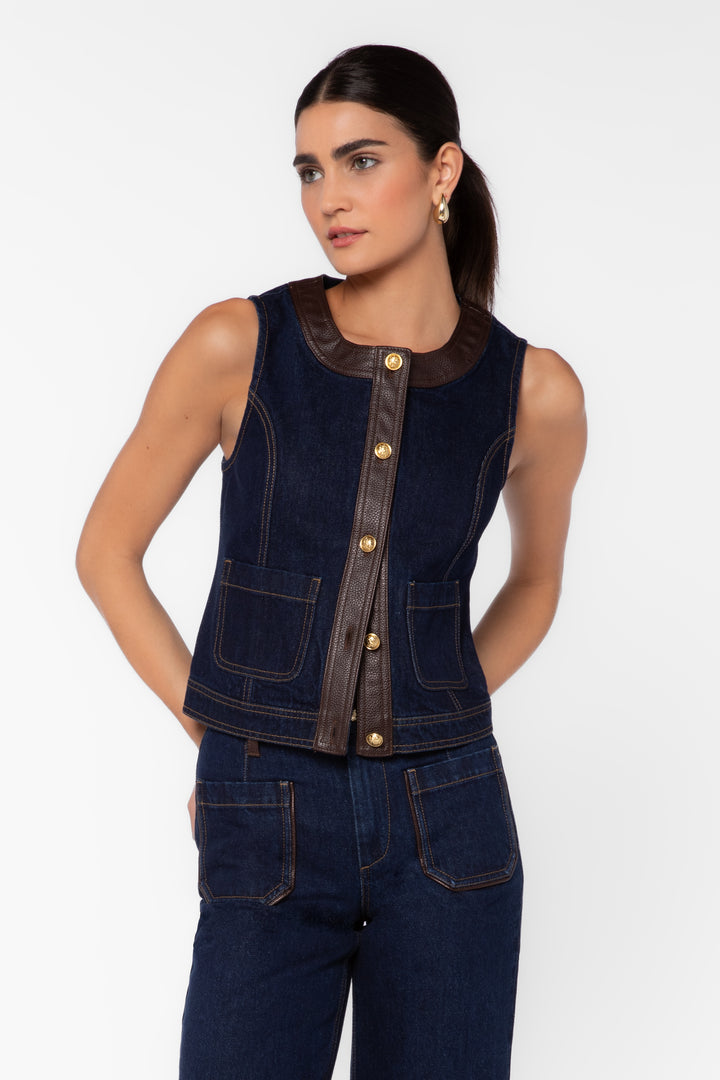 Cleo Dark Blue Denim Vest