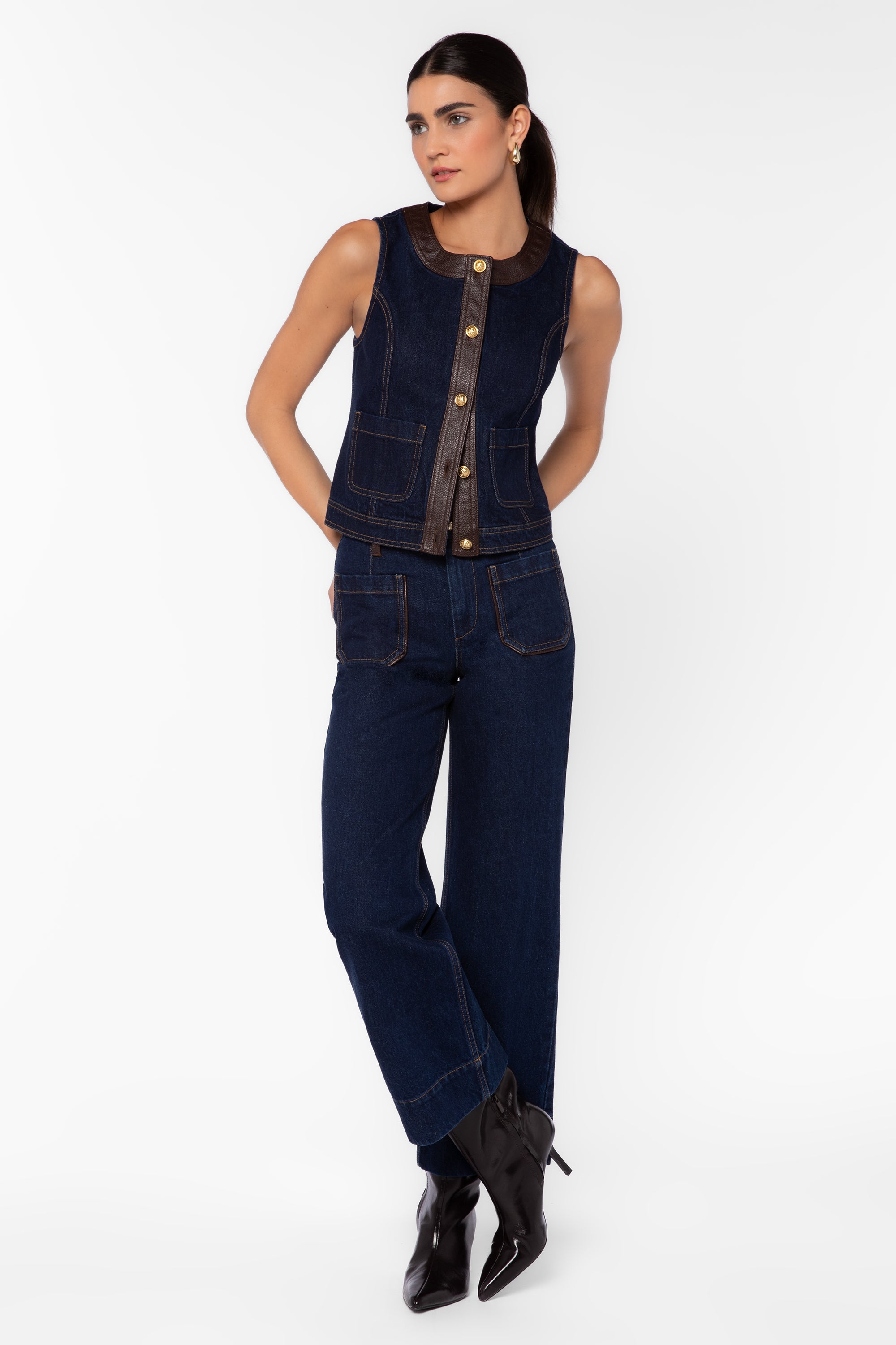 Cleo Dark Blue Denim Vest