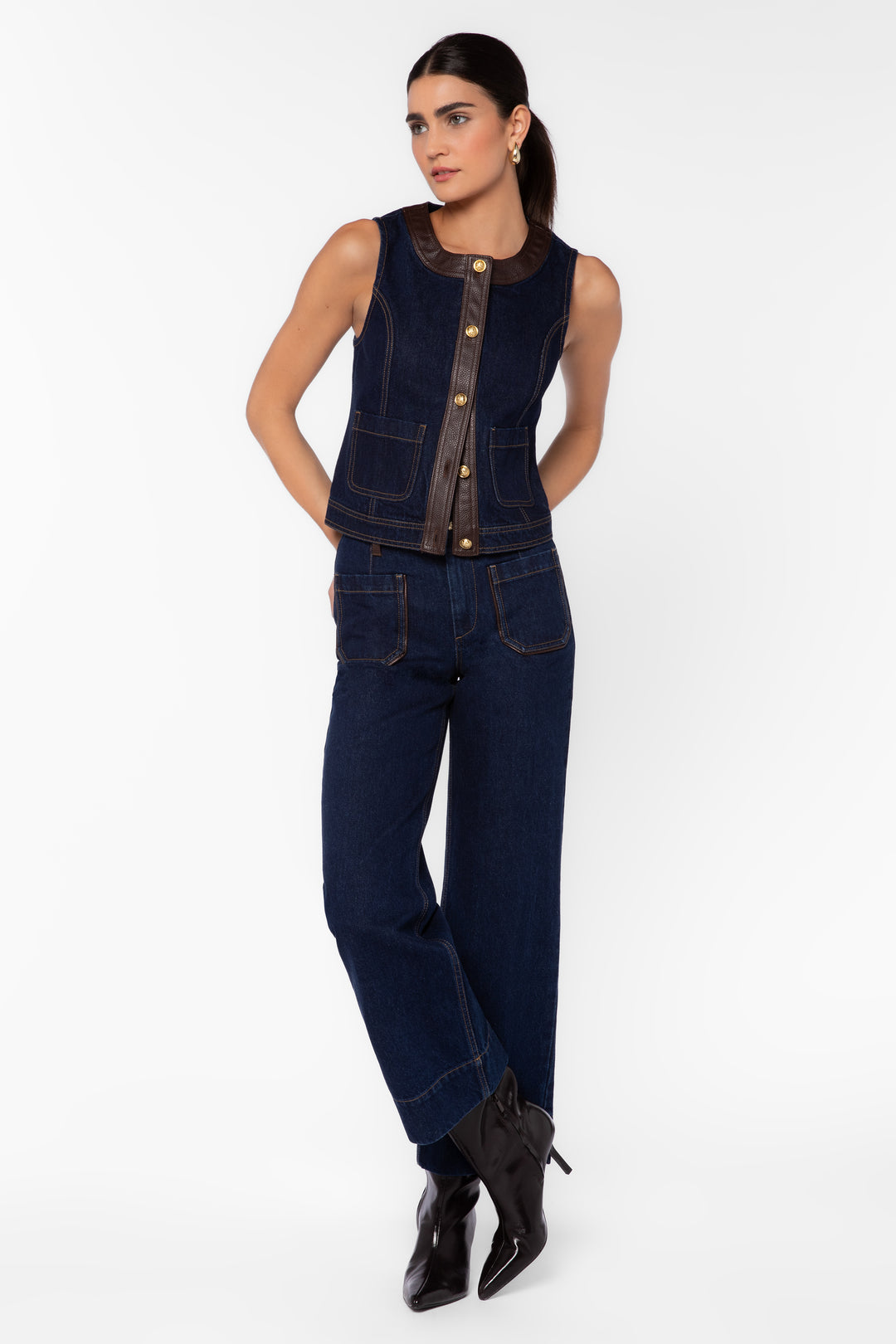 Cleo Dark Blue Denim Vest