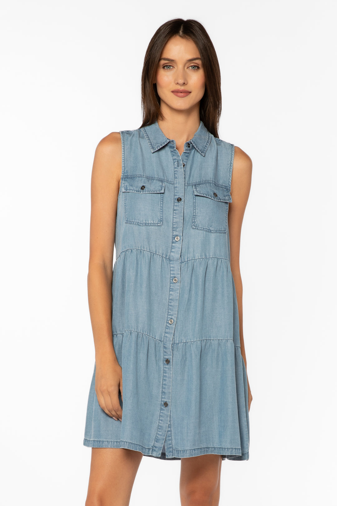 velvet heart denim dress Small / Ecru this easy dress is a versatile choice for any sunny day adventure.87% Cotton Velvet Heart Womens Denim Tencel