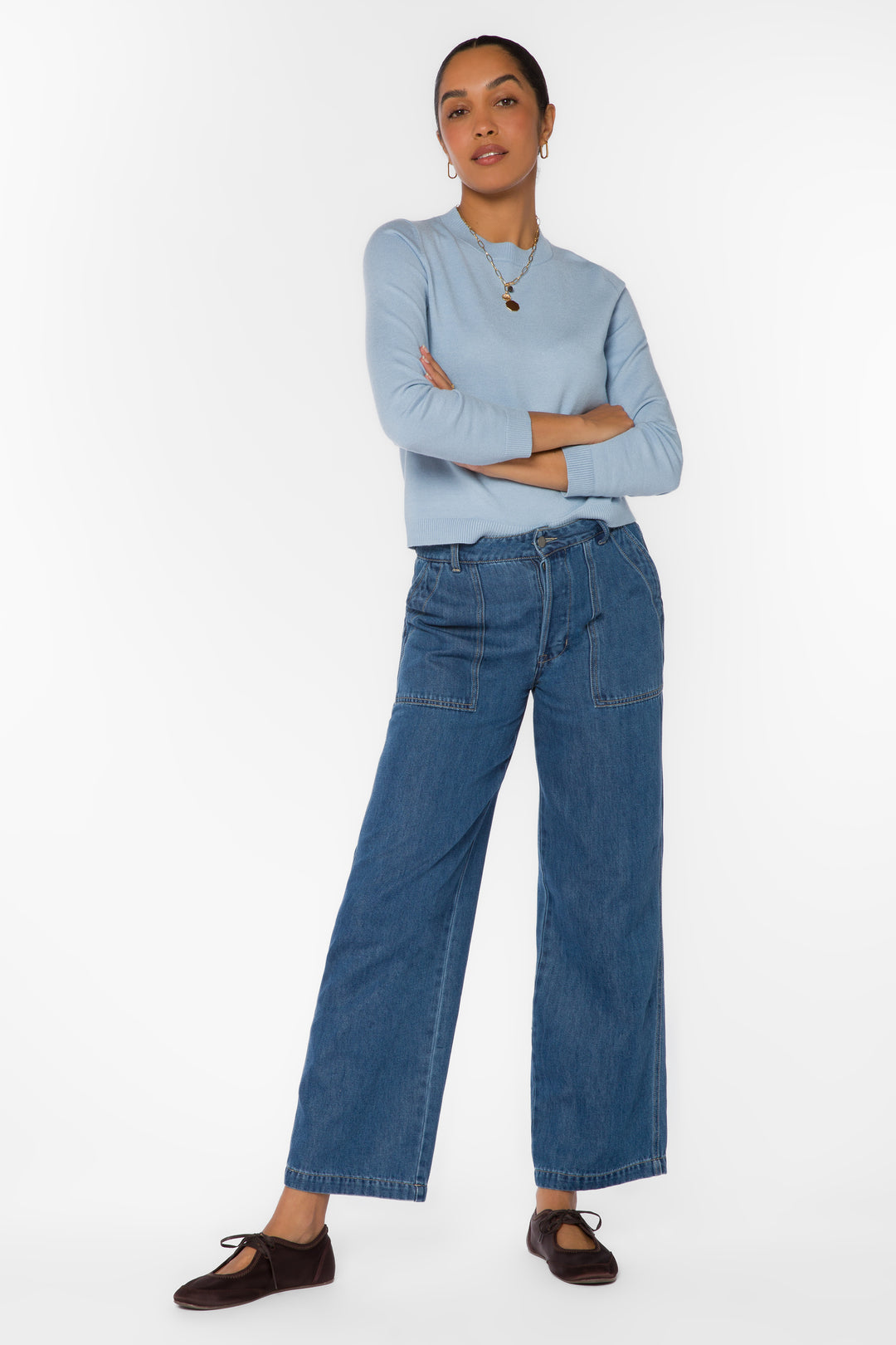 Corina Blue Crewneck Sweater