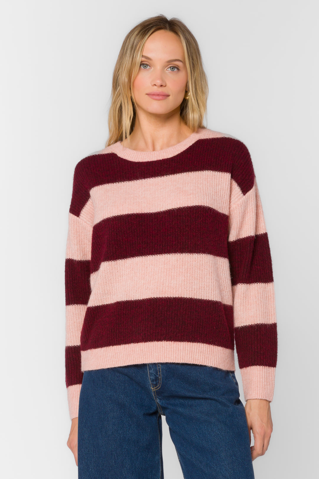 Cornell Bordeaux Stripe Sweater - Sweaters - Velvet Heart Clothing