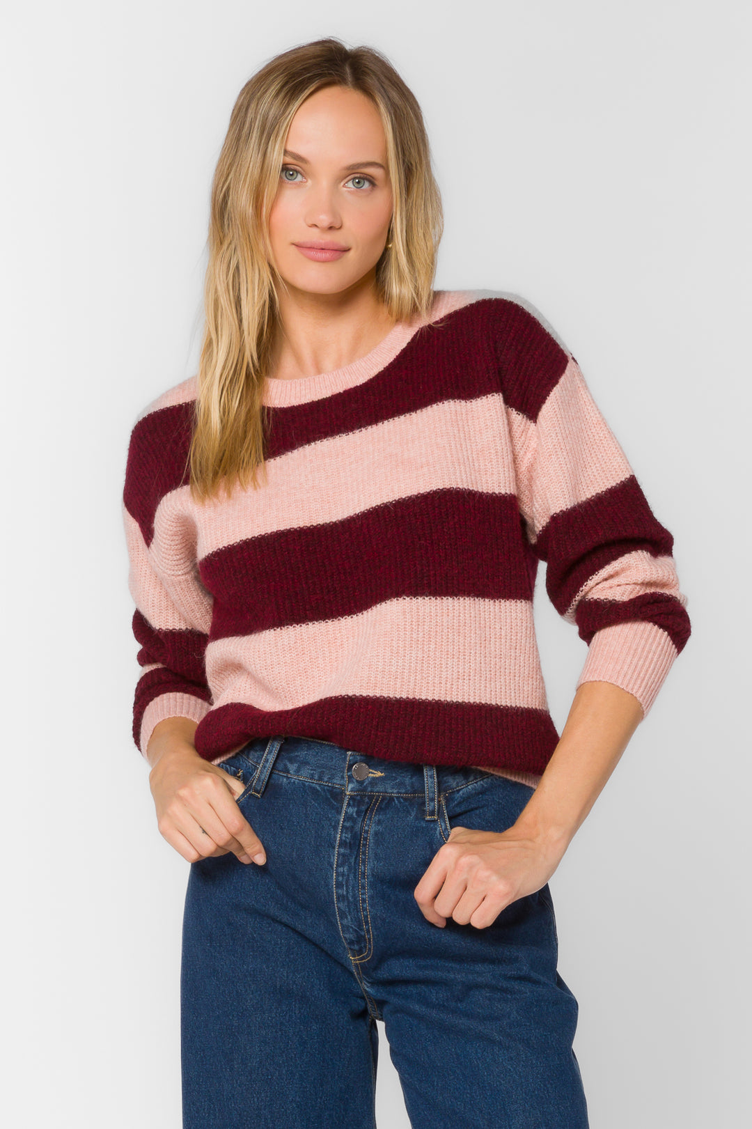 Cornell Bordeaux Stripe Sweater - Sweaters - Velvet Heart Clothing