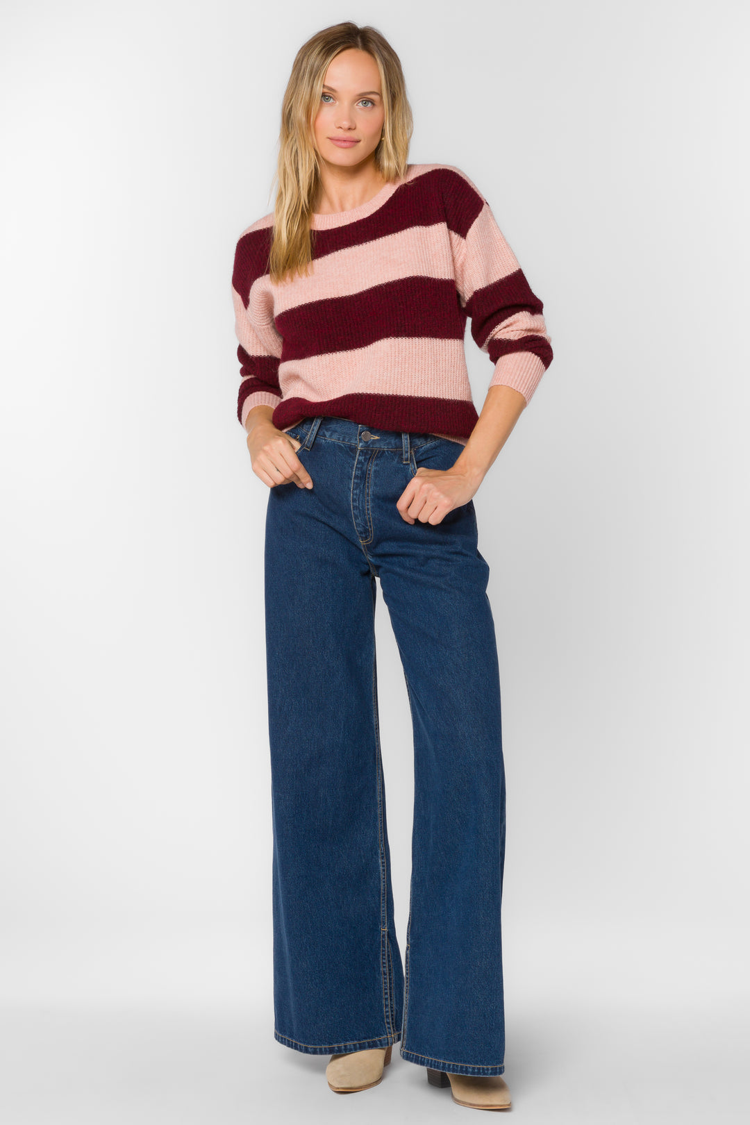 Cornell Bordeaux Stripe Sweater