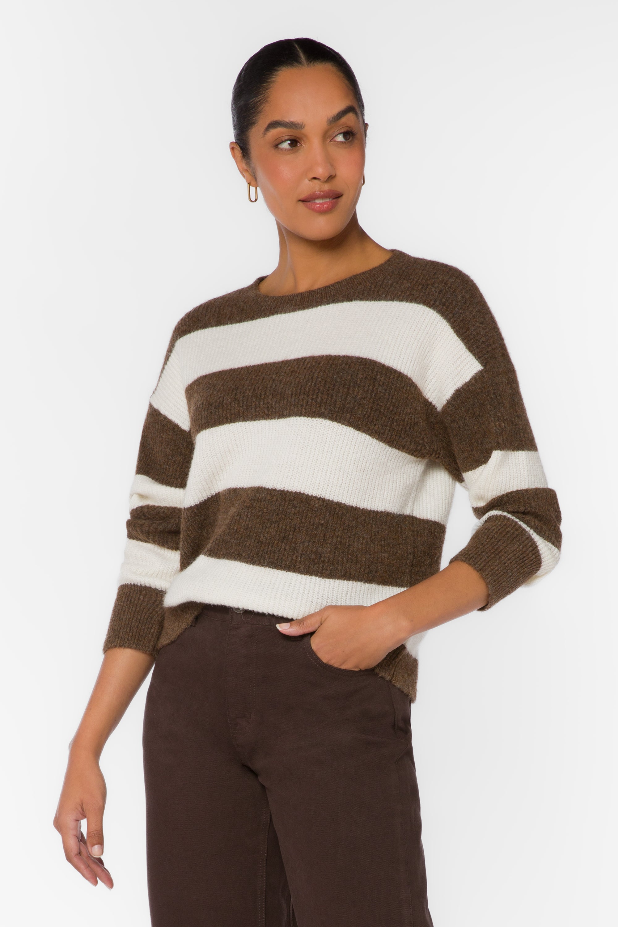 Cornell Tamarind Stripe Knit Sweater - Sweaters - Velvet Heart Clothing
