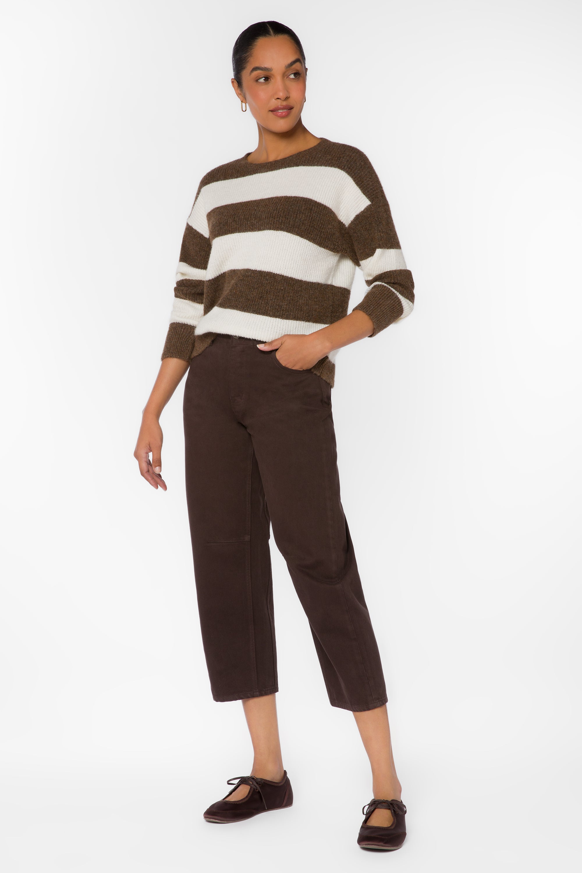 Cornell Tamarind Stripe Knit Sweater - Sweaters - Velvet Heart Clothing