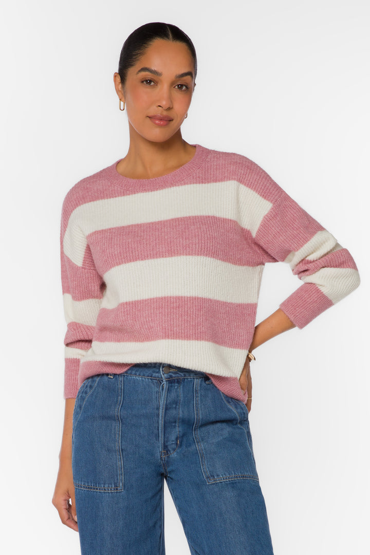 Cornell Mauve Stripe Knit Sweater