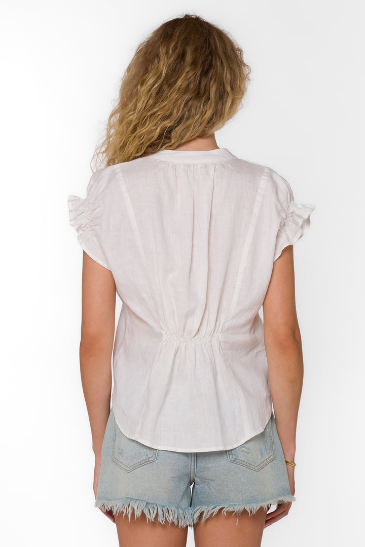 Avery Optic White Linen Top - Tops - Velvet Heart Clothing