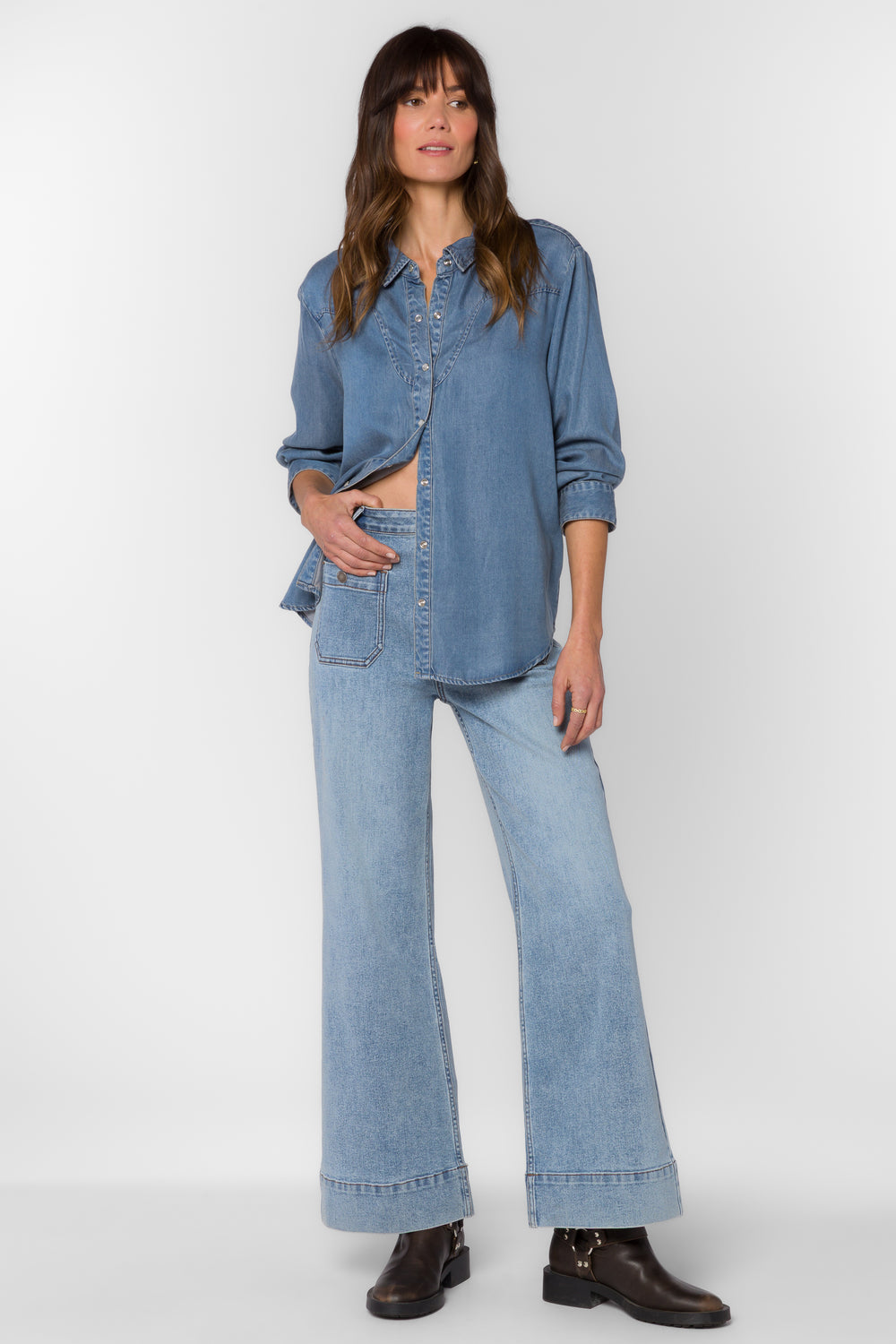 Darby Blue Shirt - Tops - Velvet Heart Clothing