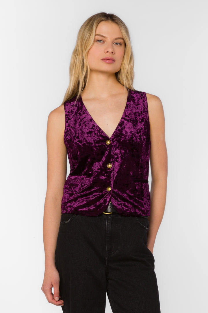 Dellis Plum Vest - Tops - Velvet Heart Clothing