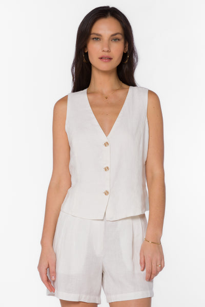 Dellis White Vest - Jackets & Outerwear - Velvet Heart Clothing