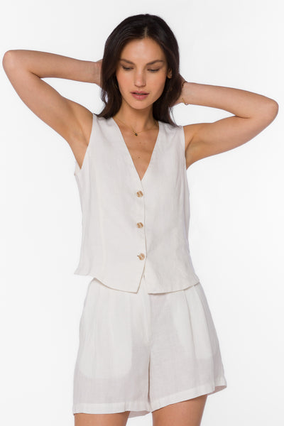 Dellis White Vest - Jackets & Outerwear - Velvet Heart Clothing