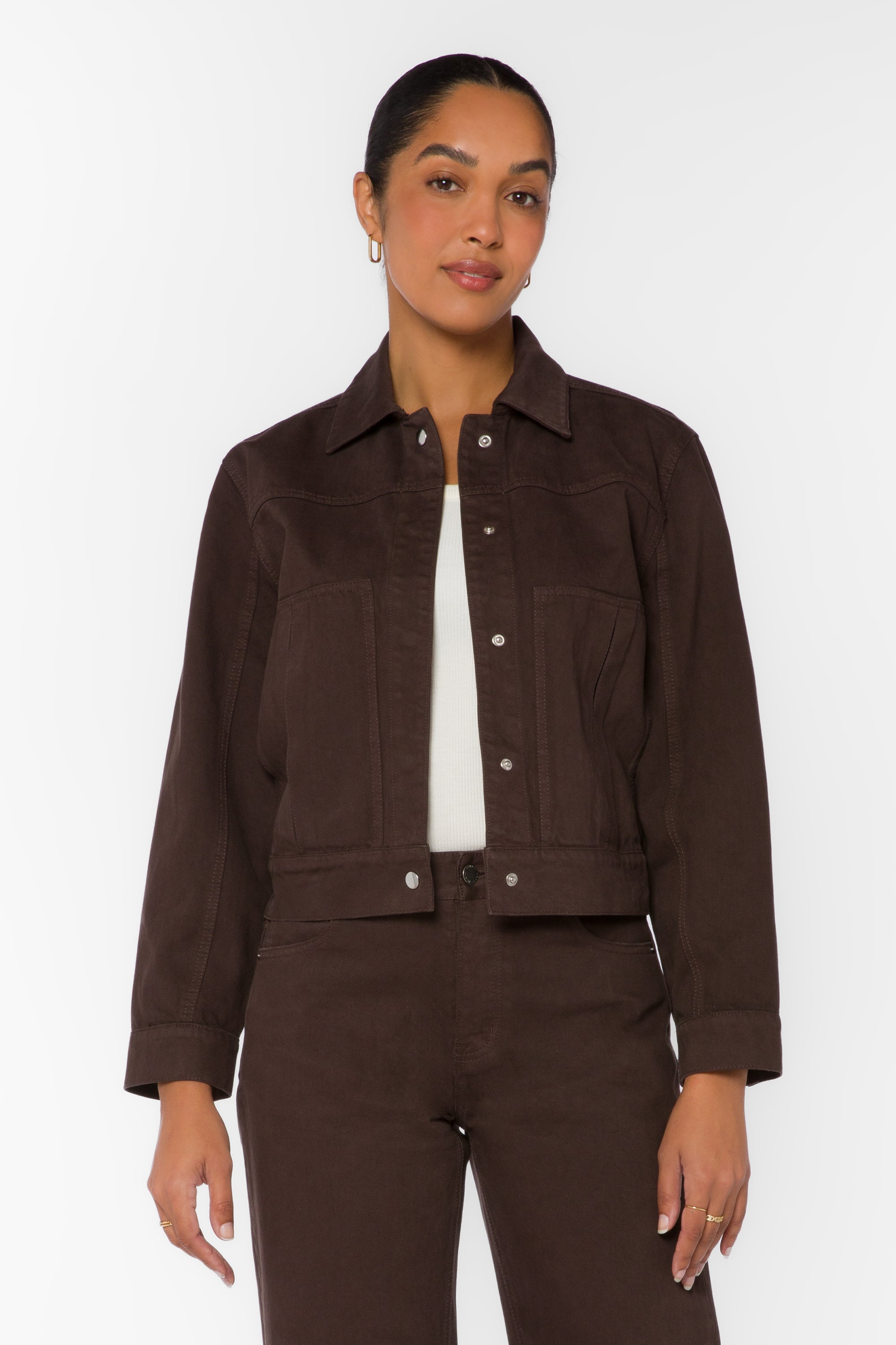Delphia Walnut Denim Jacket - Jackets & Outerwear - Velvet Heart Clothing