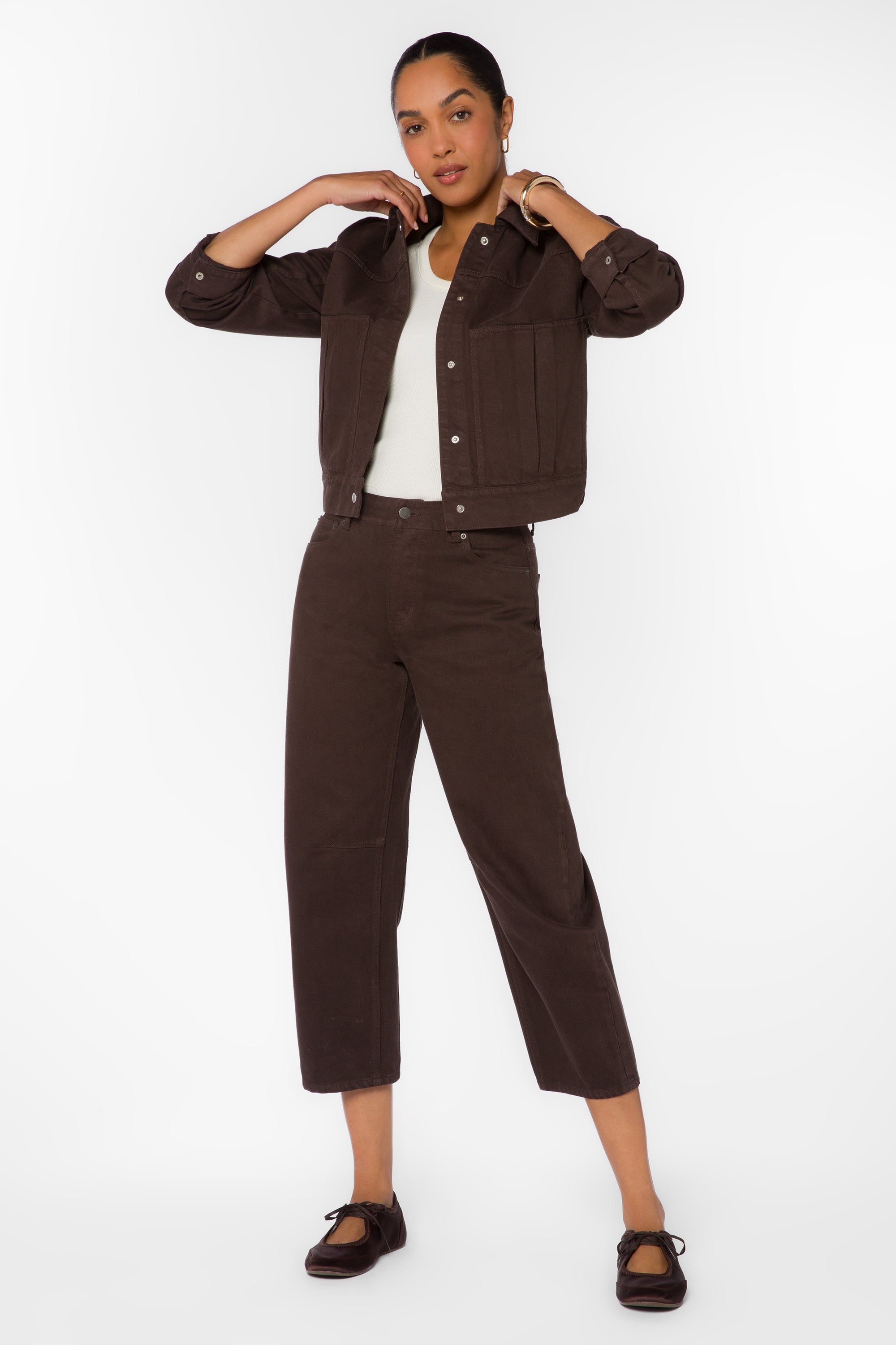 Delphia Walnut Denim Jacket - Jackets & Outerwear - Velvet Heart Clothing