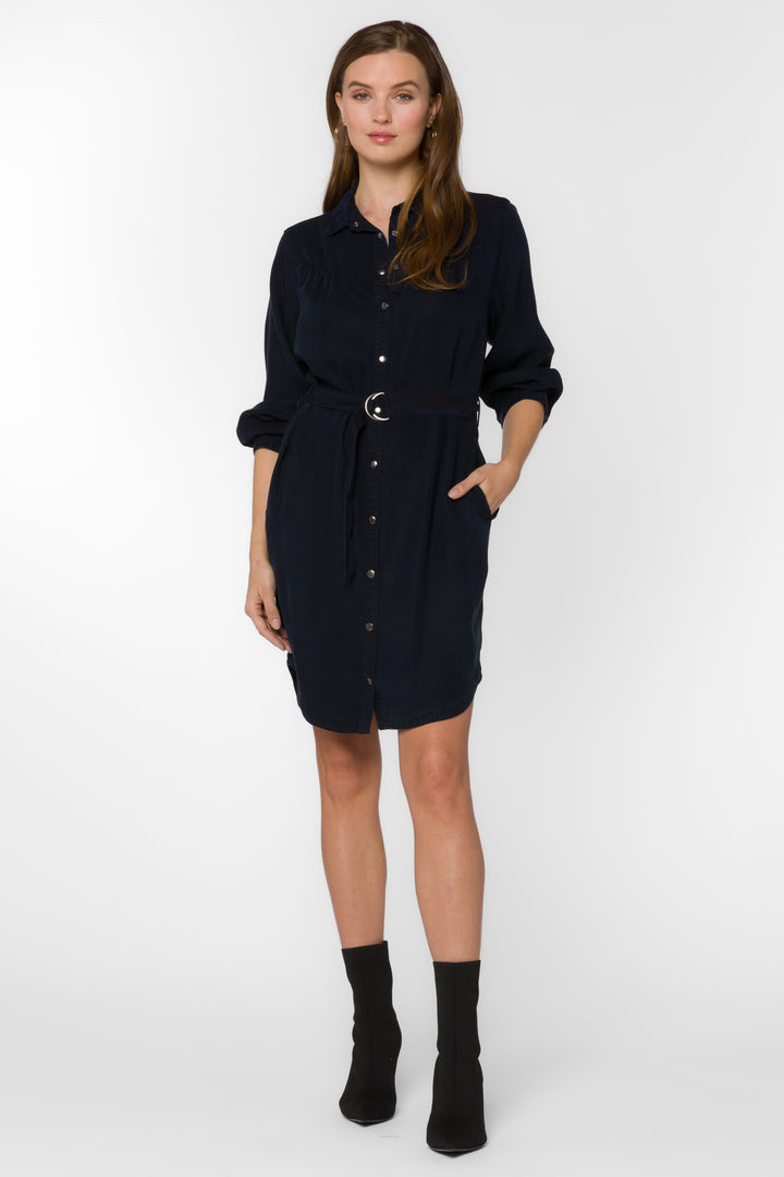 Dessa Overdye Indigo Shirtdress - Dresses - Velvet Heart Clothing