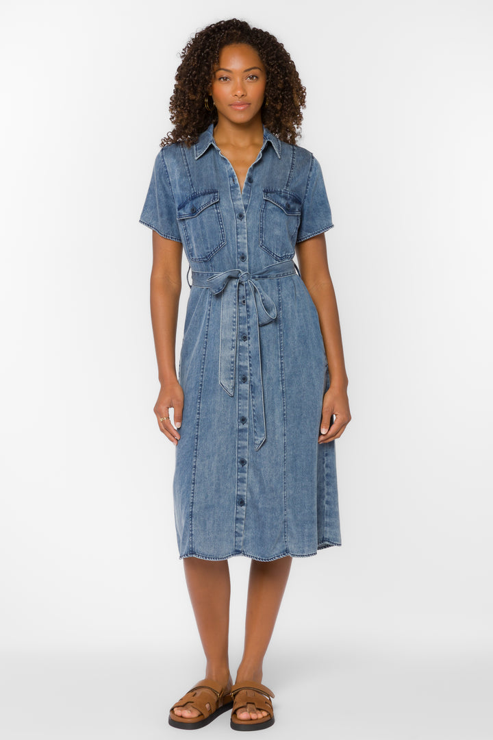 Dolene Blue Dress - Dresses - Velvet Heart Clothing