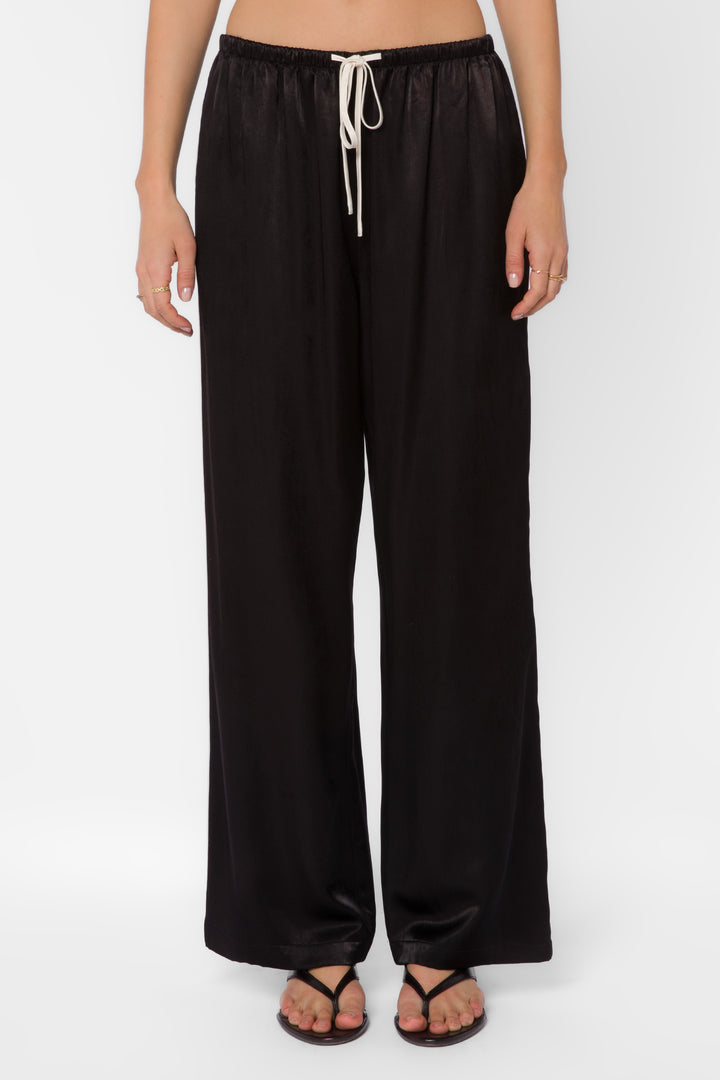 Doris Black Satin Pants