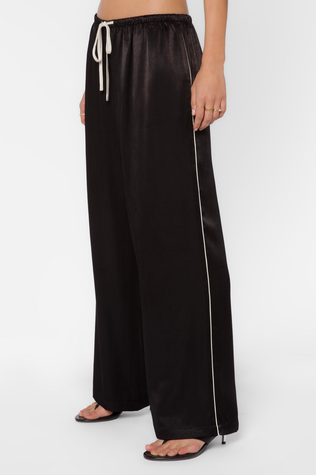 Doris Black Satin Pants