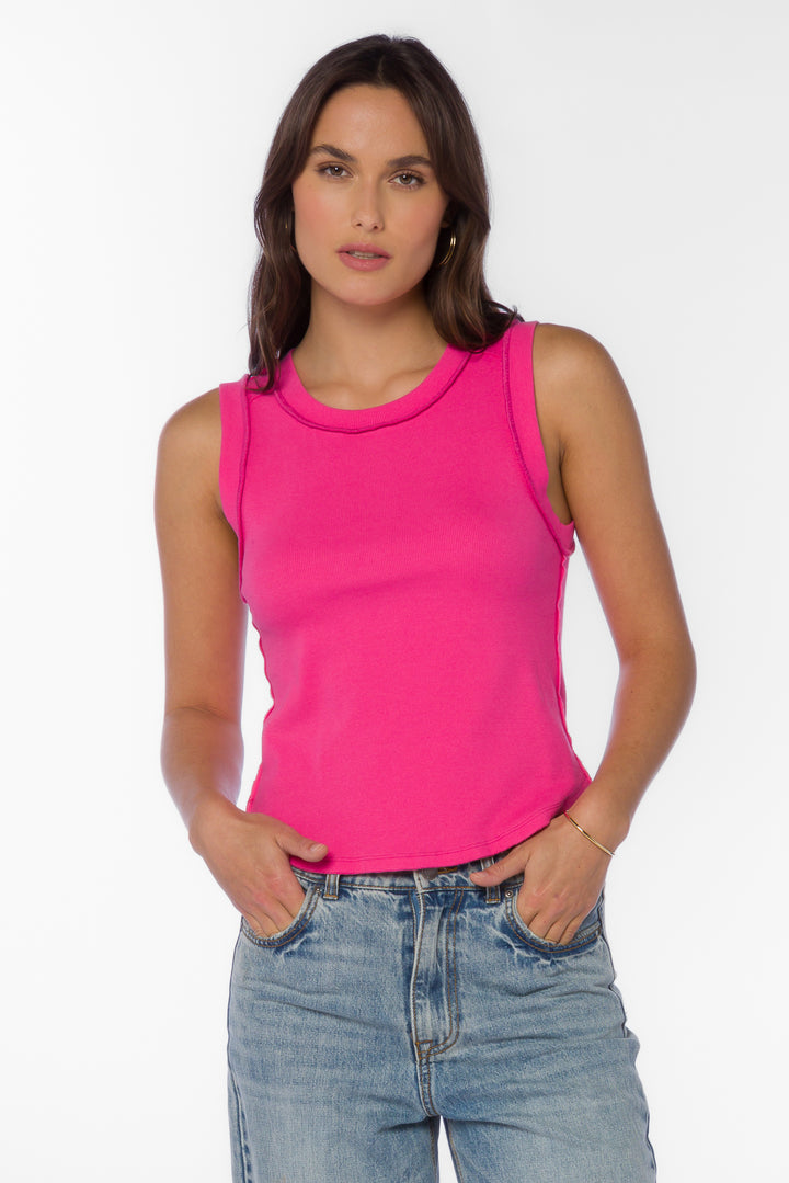 Douglas Hot Pink Tank - Tops - Velvet Heart Clothing