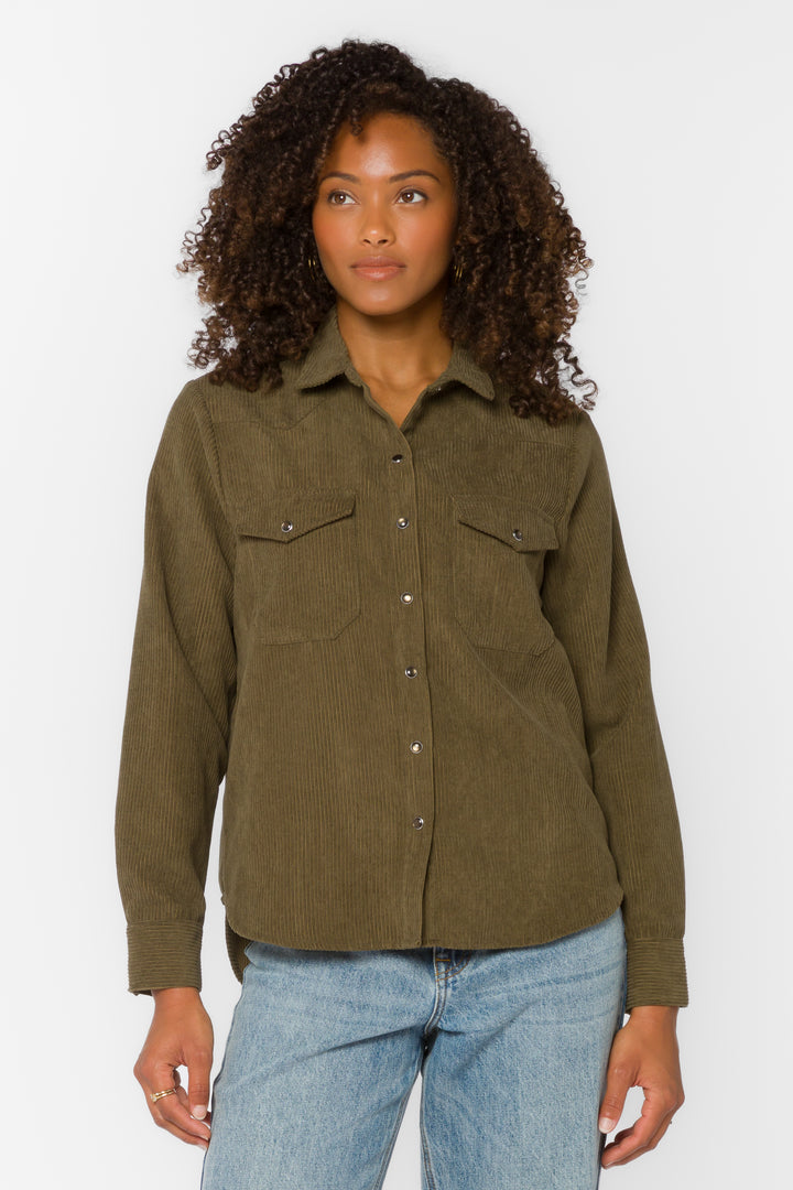 Duke Olive Shirt - Tops - Velvet Heart Clothing