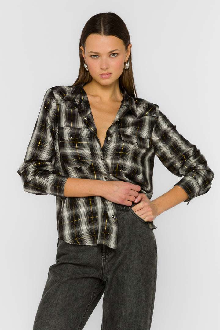Duke Black White Plaid Shirt - Tops - Velvet Heart Clothing