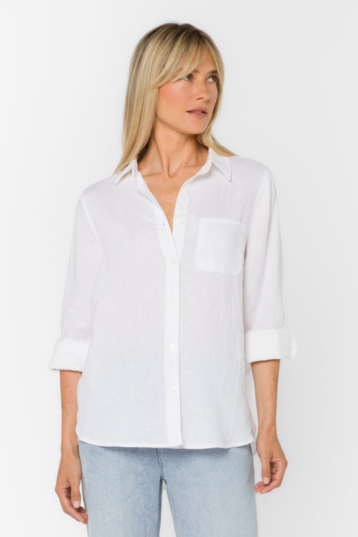 Elisa Optic White Shirt - Tops - Velvet Heart Clothing