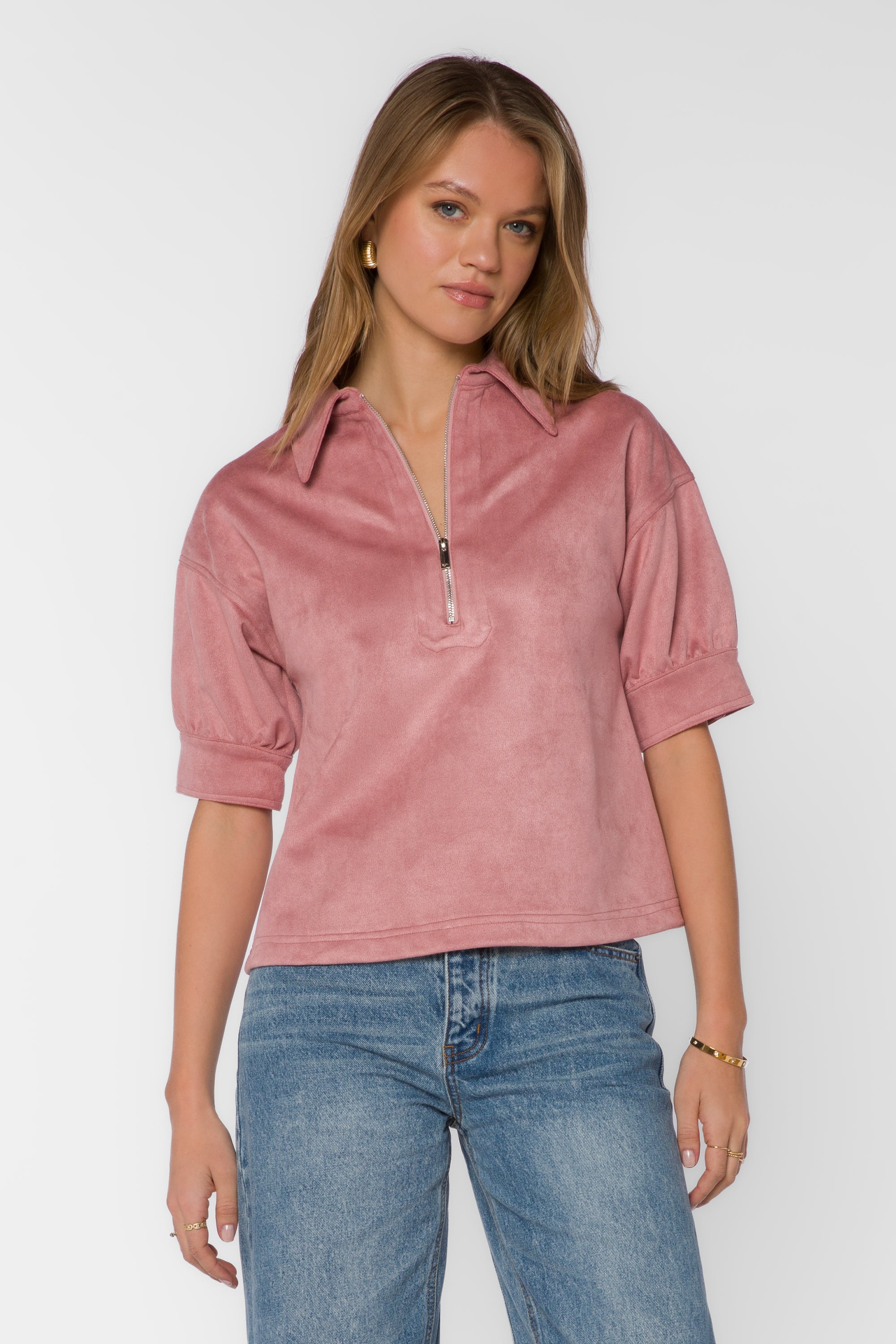 Elvie Mauve Suede Top