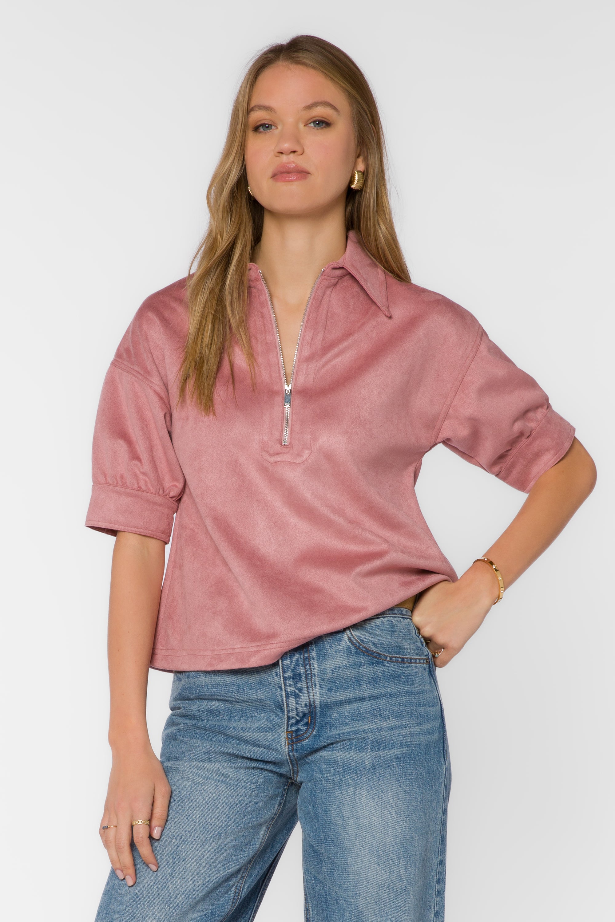 Elvie Mauve Suede Top
