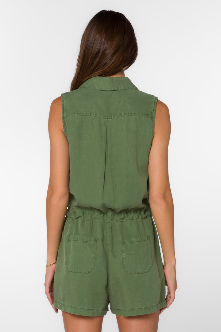 Esma Artichoke Green Romper - Jumpsuits & Rompers - Velvet Heart Clothing