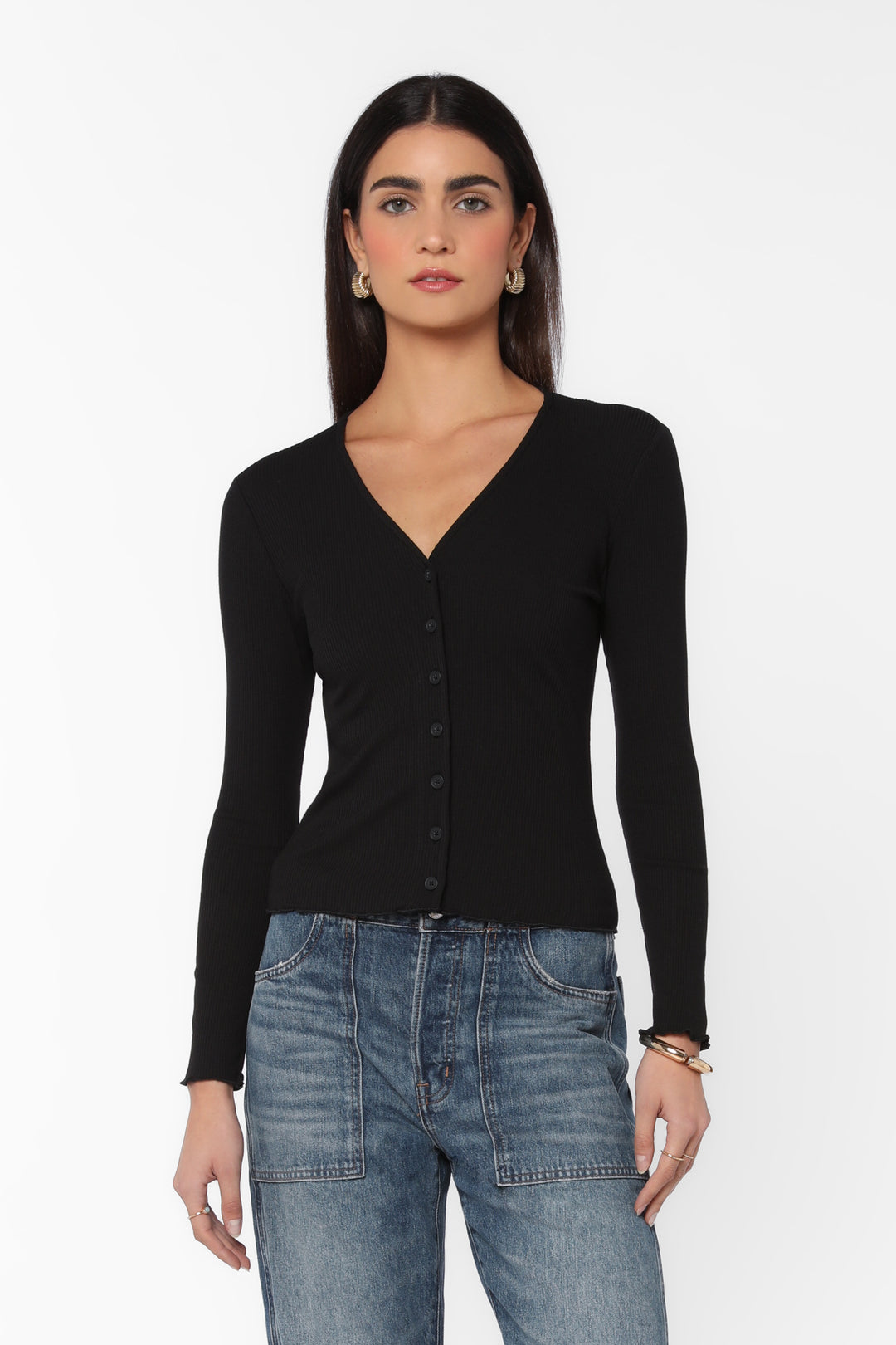 Everlane Black Ribbed Cardigan