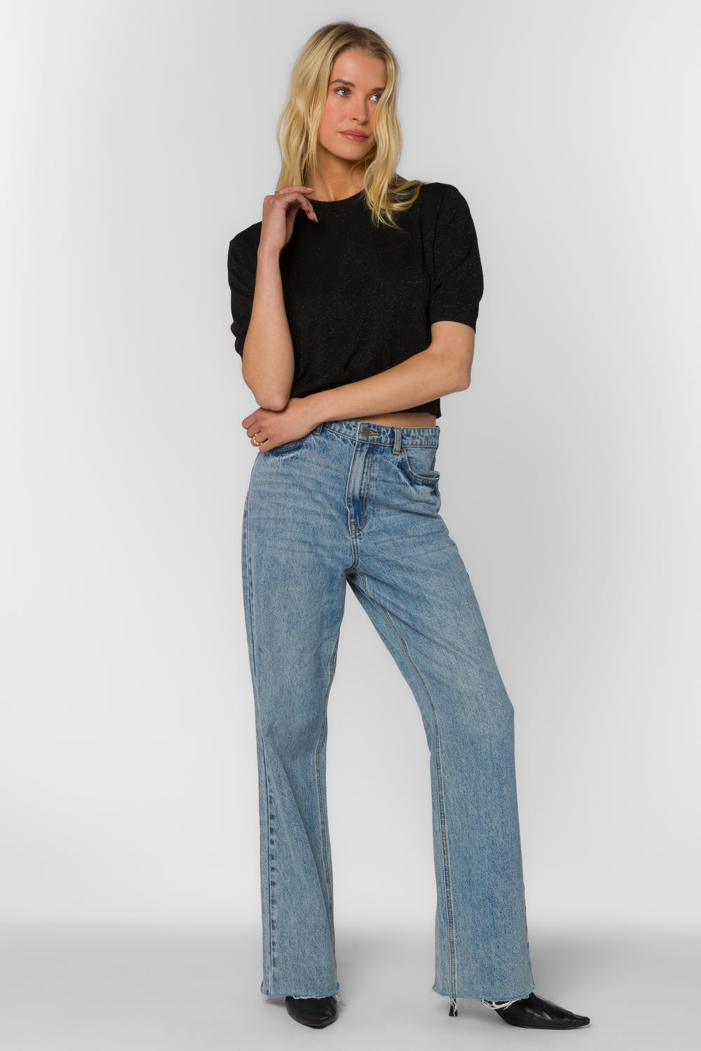 Fendy Black Metallic Sweater - Sweaters - Velvet Heart Clothing