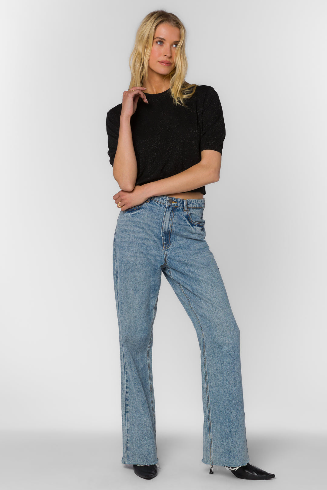 Fendy Black Metallic Sweater - Sweaters - Velvet Heart Clothing