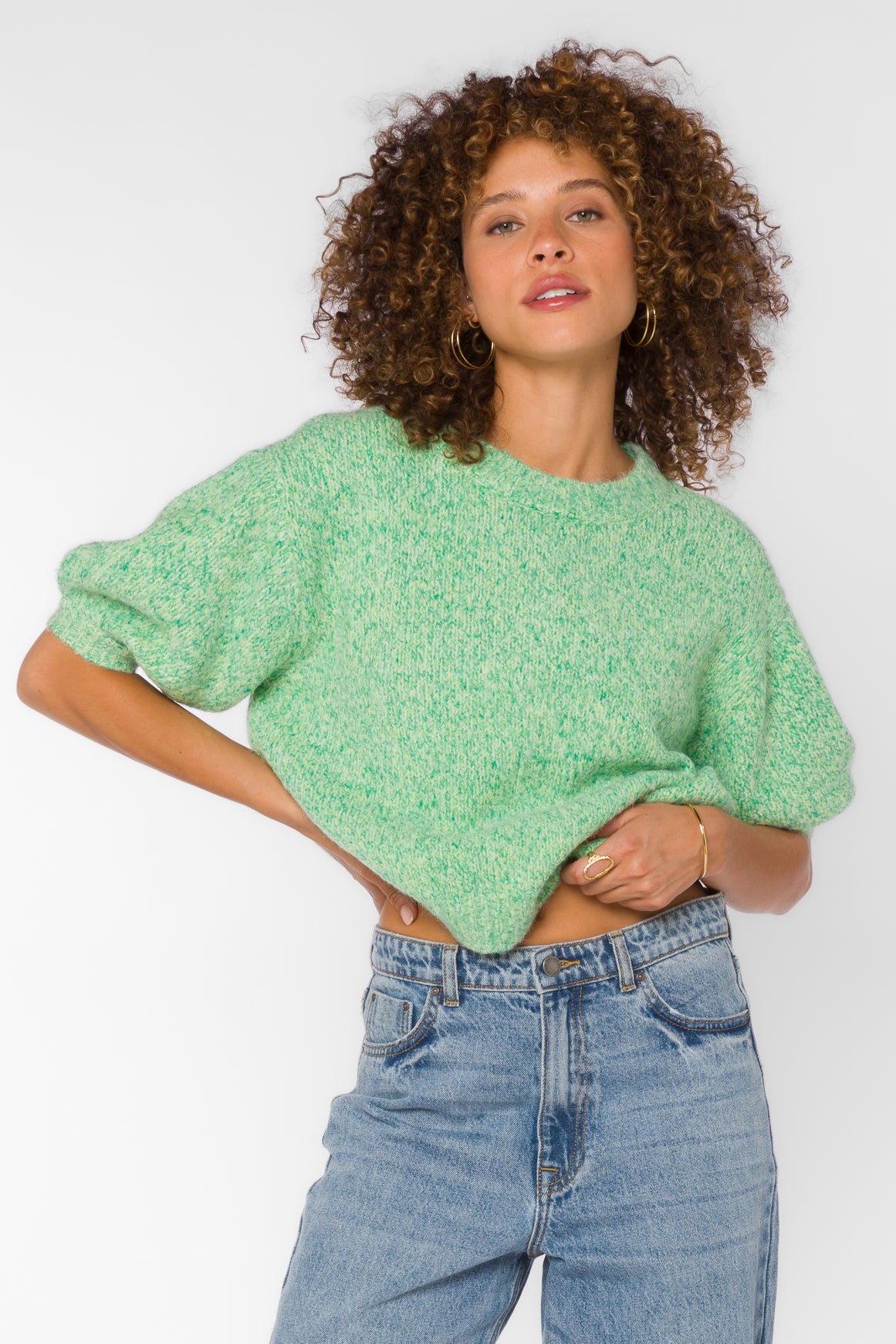 Fendy Marled Green Sweater - Sweaters - Velvet Heart Clothing