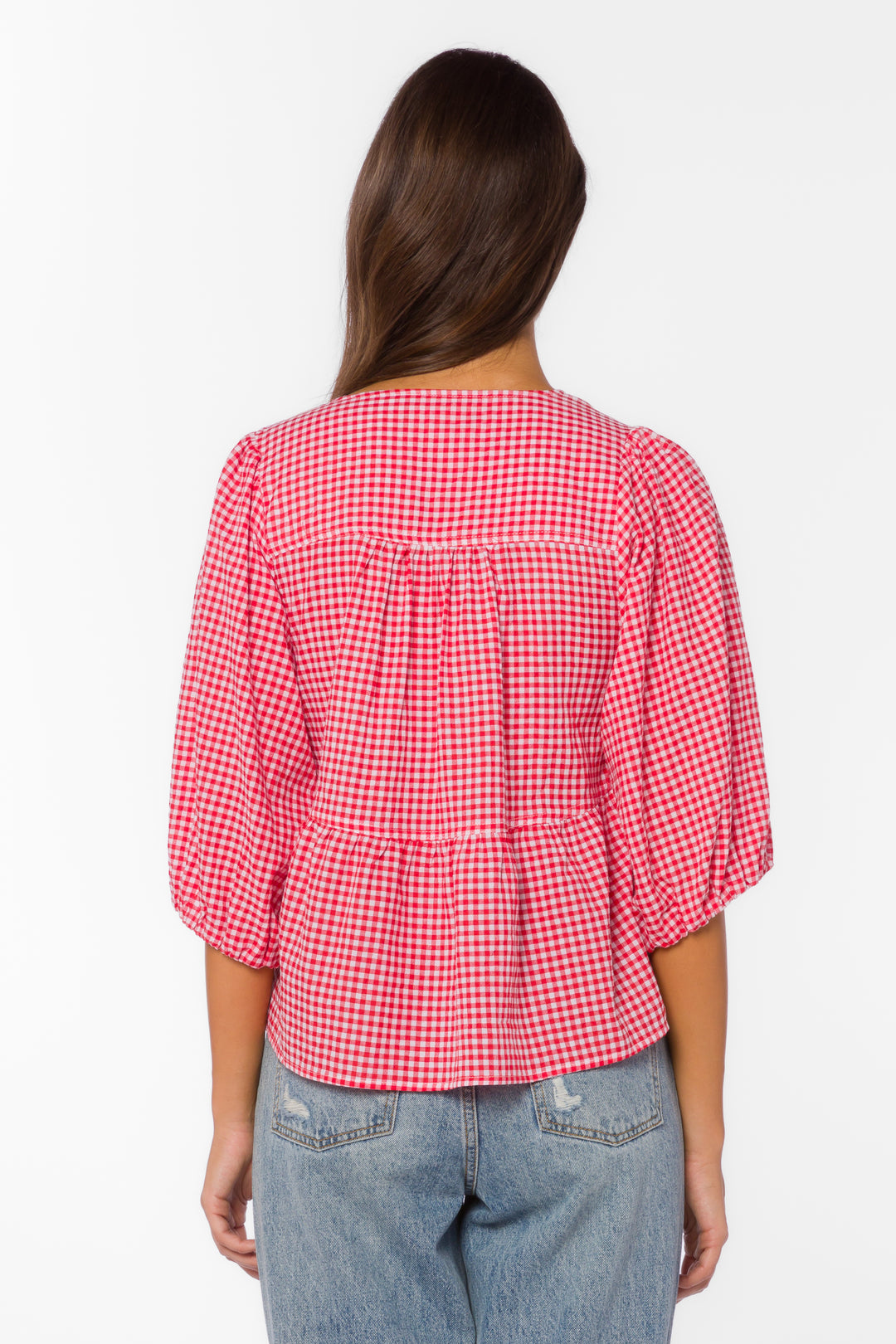 Ferlita Cherry Gingham Top - Tops - Velvet Heart Clothing