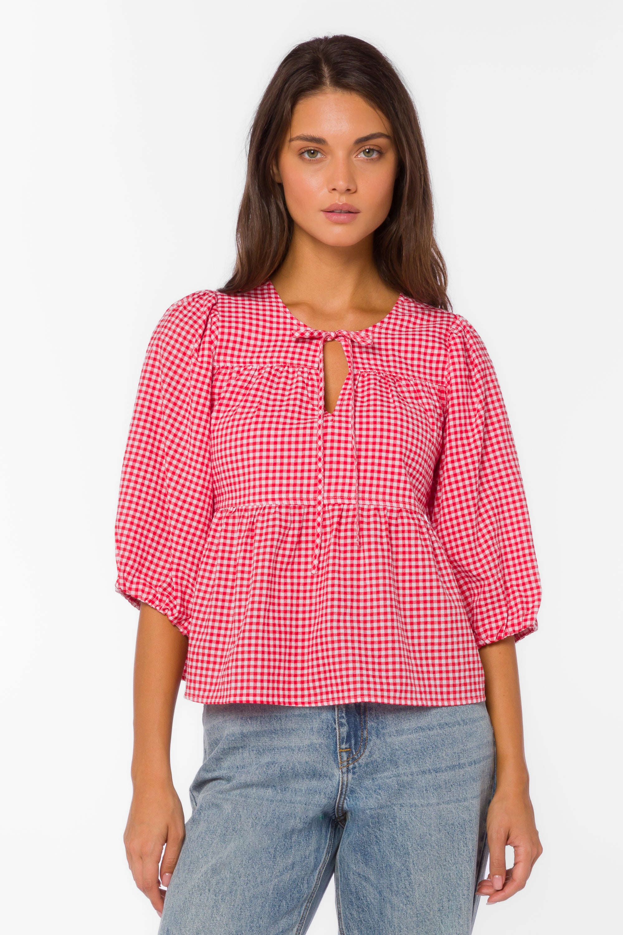 Ferlita Cherry Gingham Top – Velvet Heart Clothing