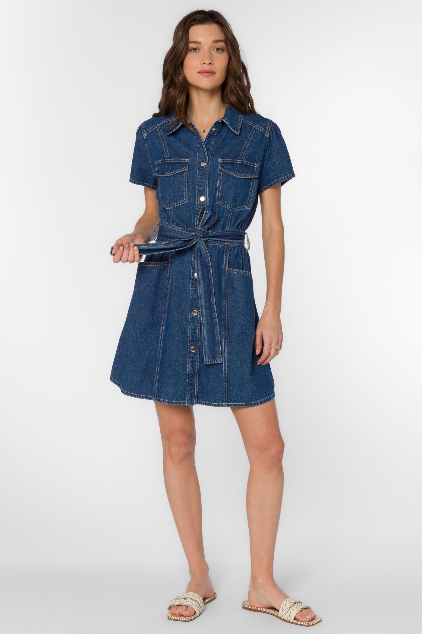 Fonda Vintage Blue Dress - Dresses - Velvet Heart Clothing