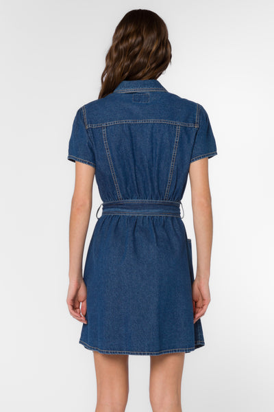 Fonda Vintage Blue Dress - Dresses - Velvet Heart Clothing